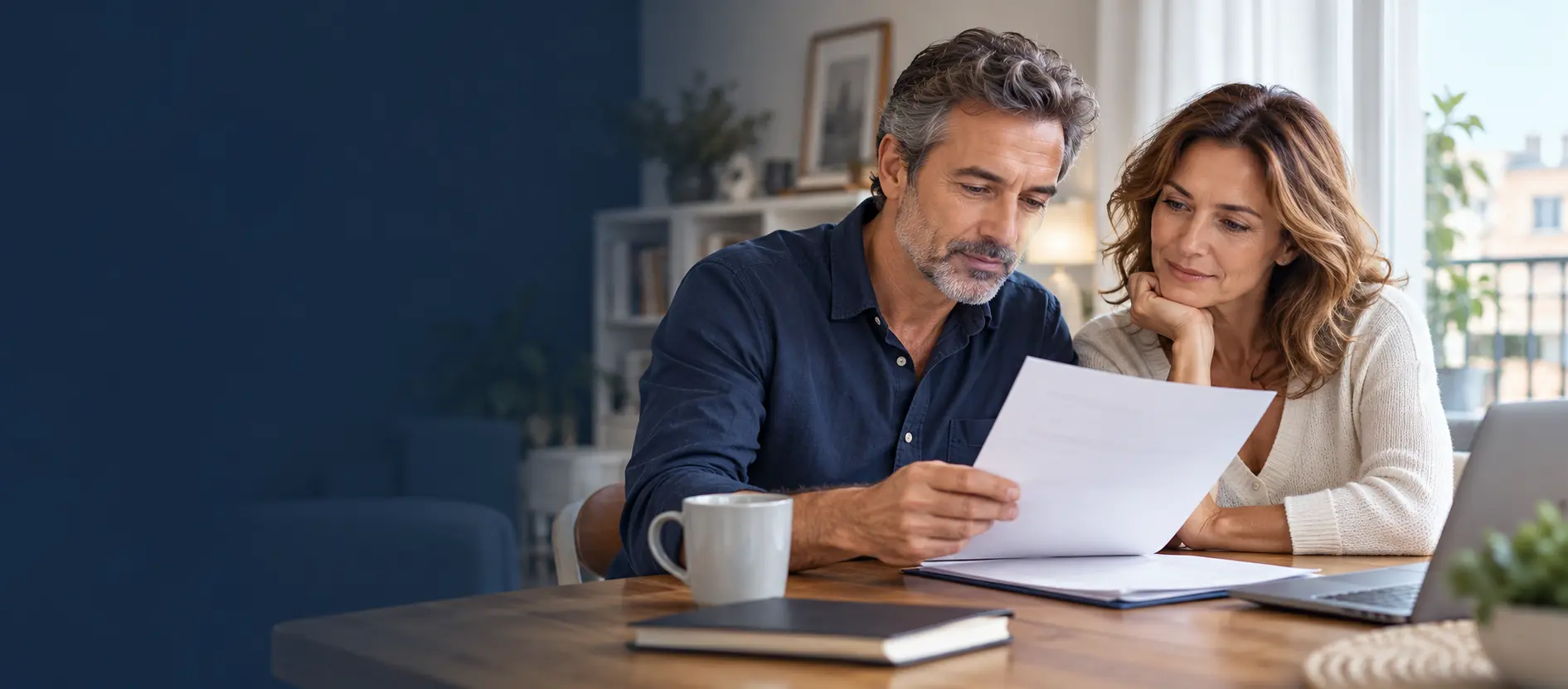 Couple comparant un document d’assurance emprunteur