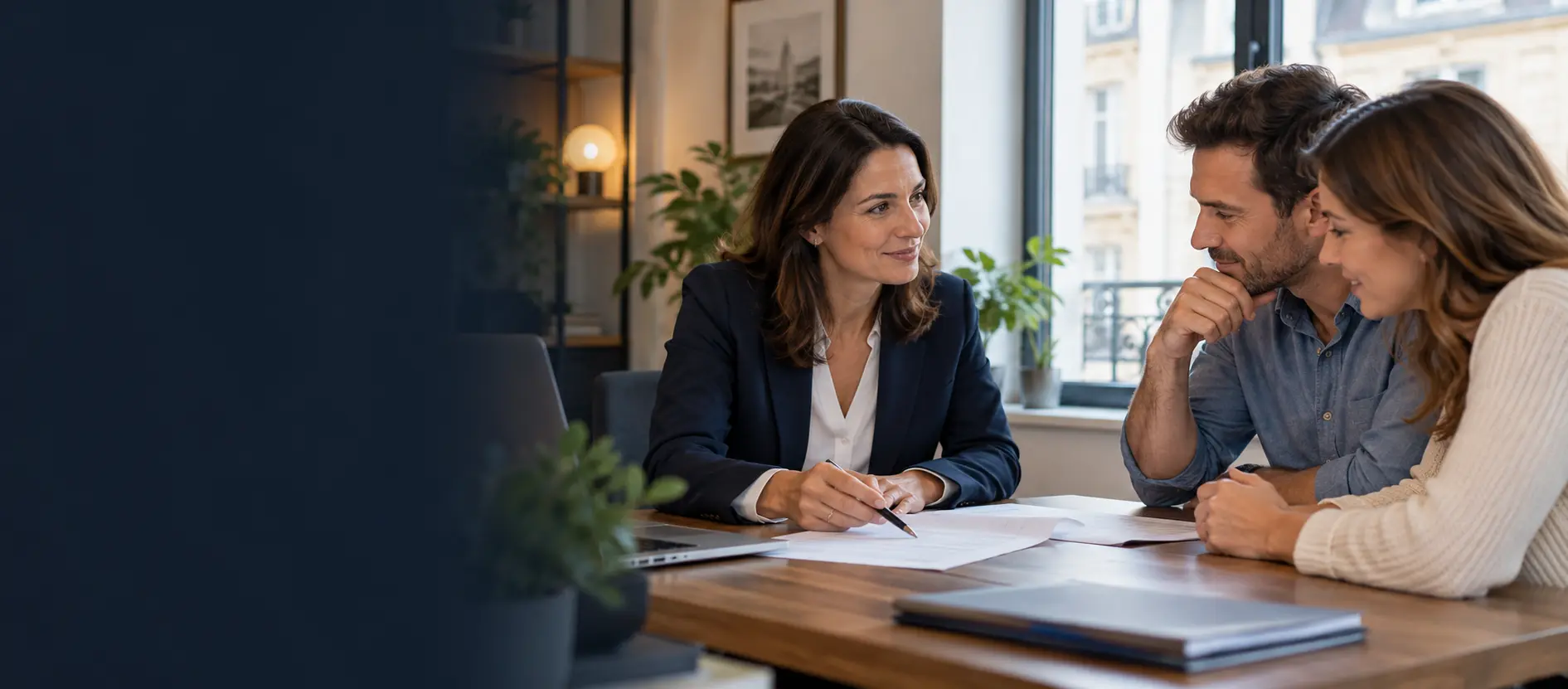 Échange autour d’un dossier de financement dans un bureau