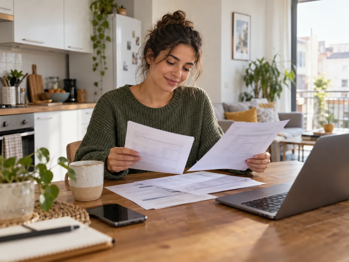 Locataire examinant ses documents financiers